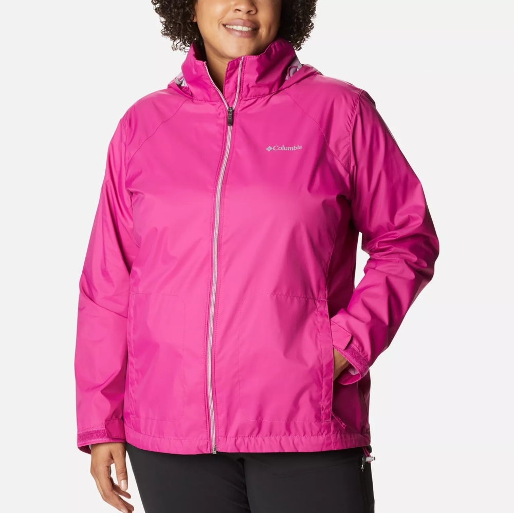 Colombia Waterproof Jacket Womens Plus Size 2X Raincoat Bright Pink Packable
